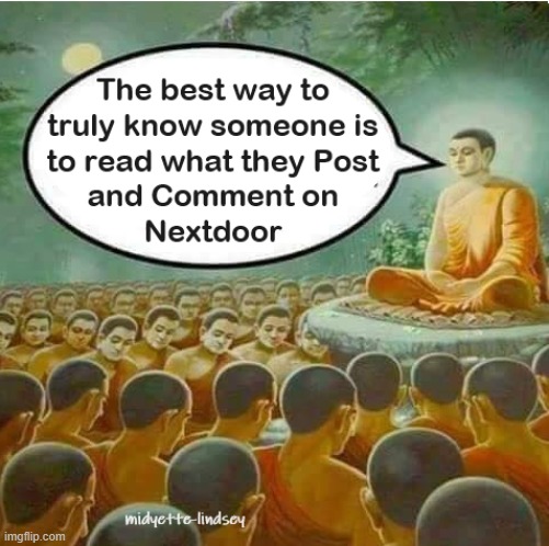 Nextdoor | image tagged in knowledge | made w/ Imgflip meme maker