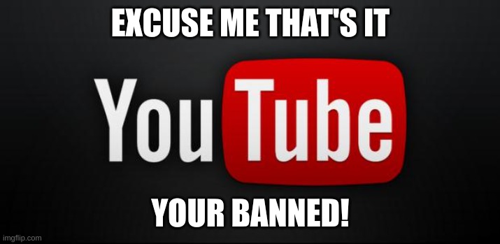 EXCUSE ME THAT'S IT YOUR BANNED! | image tagged in youtube | made w/ Imgflip meme maker