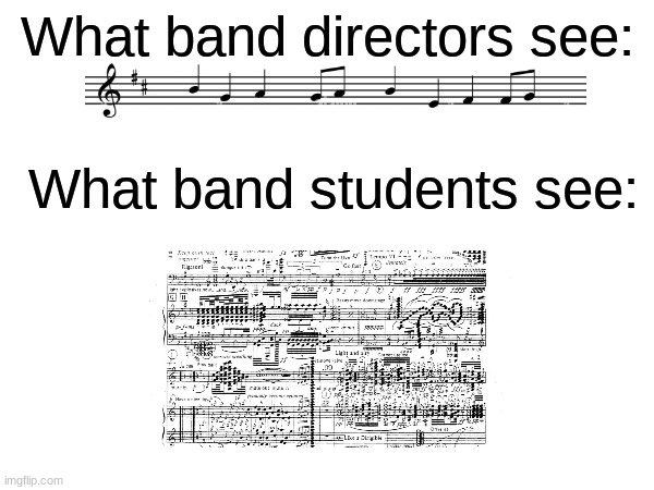 Band people, tell me I ain't wrong. | What band directors see:; What band students see: | image tagged in band,fun,music,oh wow are you actually reading these tags,stop reading the tags | made w/ Imgflip meme maker