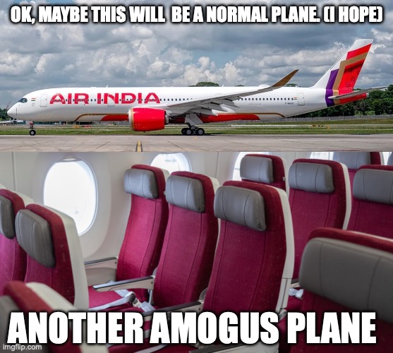 OK, MAYBE THIS WILL  BE A NORMAL PLANE. (I HOPE); ANOTHER AMOGUS PLANE | made w/ Imgflip meme maker
