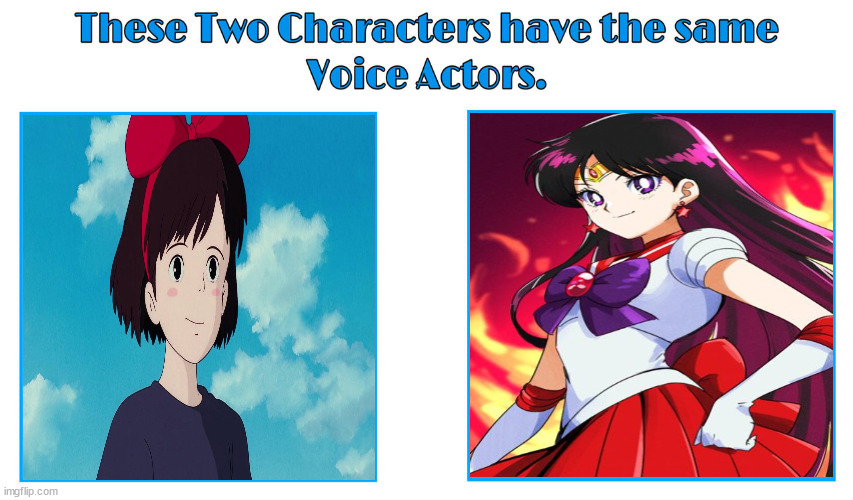 same voice actor | image tagged in same voice actor,studio ghibli,sailor moon,fun fact,they're the same picture | made w/ Imgflip meme maker
