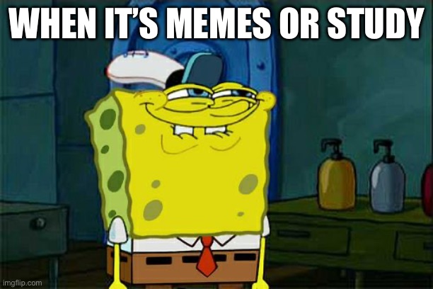 Don't You Squidward | WHEN IT’S MEMES OR STUDY | image tagged in memes,don't you squidward | made w/ Imgflip meme maker