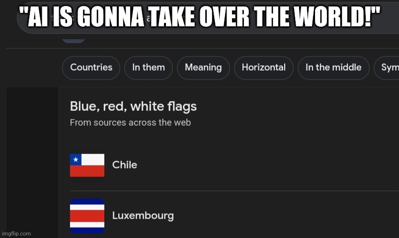 Flag | "AI IS GONNA TAKE OVER THE WORLD!" | image tagged in bruh,you had one job,flag,google,mistakes | made w/ Imgflip meme maker