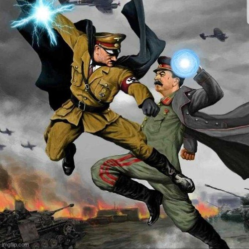 Stalin vs Hitler | image tagged in stalin vs hitler,top 10 anime battles | made w/ Imgflip meme maker