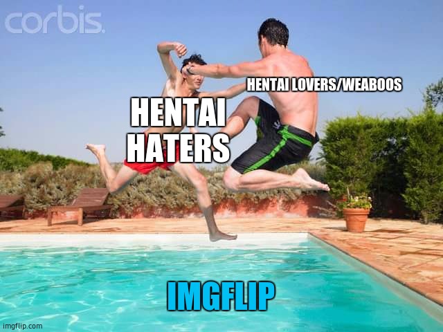 punch for hentai lovers | HENTAI LOVERS/WEABOOS; HENTAI HATERS; IMGFLIP | image tagged in crusader | made w/ Imgflip meme maker