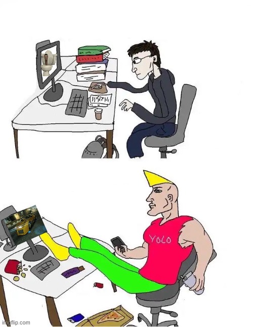 virgin vs chad computer | image tagged in virgin vs chad computer | made w/ Imgflip meme maker