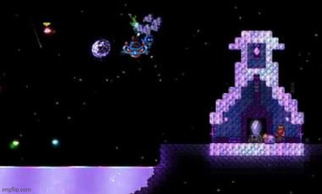 Shimmer house | image tagged in terraria,gaming,video games,nintendo switch,screenshot,multiplayer | made w/ Imgflip meme maker