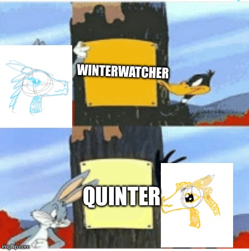 Blank Season | WINTERWATCHER; QUINTER | image tagged in blank season,oh wow are you actually reading these tags,wings of fire,moon,winter,shipping | made w/ Imgflip meme maker