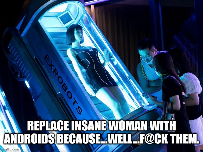 REPLACE INSANE WOMAN WITH ANDROIDS BECAUSE...WELL...F@CK THEM. | made w/ Imgflip meme maker