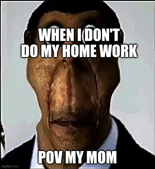 my mom | WHEN I DON'T DO MY HOME WORK; POV MY MOM | image tagged in obunga | made w/ Imgflip meme maker
