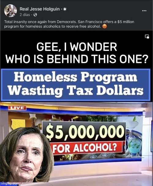 Nancy  pelosi is the worst free booze | GEE, I WONDER WHO IS BEHIND THIS ONE? | image tagged in nancy pelosi,free,alcoholic | made w/ Imgflip meme maker