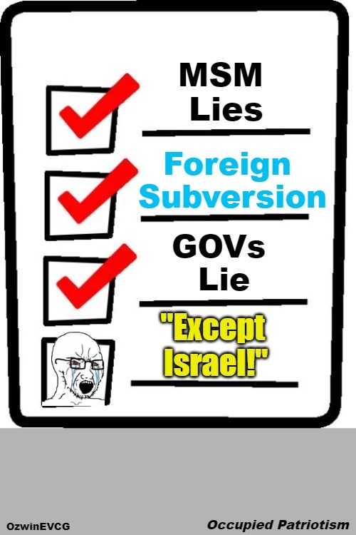 Occupied Patriotism | image tagged in maga,israel,america first,invasion of the mind snatchers,corruption,patriots | made w/ Imgflip meme maker
