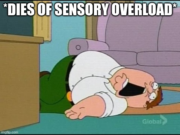 *DIES OF SENSORY OVERLOAD* | image tagged in me when i died of | made w/ Imgflip meme maker