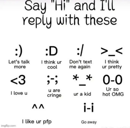 :3 | image tagged in say hi and i'll reply with | made w/ Imgflip meme maker