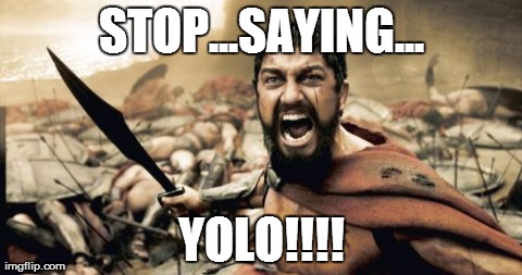 Sparta Leonidas | STOP...SAYING... YOLO!!!! | image tagged in memes,sparta leonidas | made w/ Imgflip meme maker