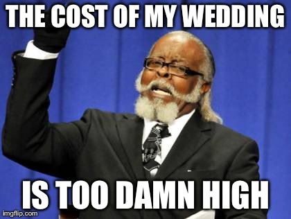 THE COST OF MY WEDDING IS TOO DAMN HIGH | Generated image from memes,too damn high generated with the Imgflip Meme Generator