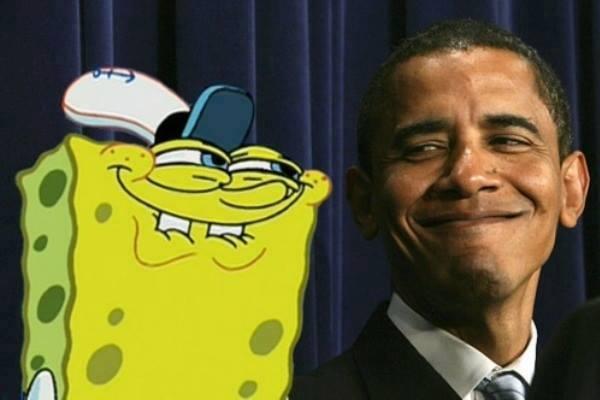 High Quality Spongebob and obama Blank Meme Template