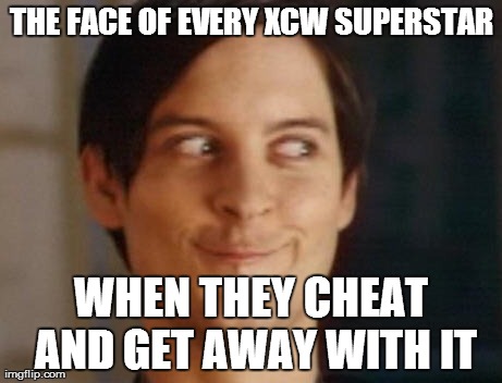Heel
 | THE FACE OF EVERY XCW SUPERSTAR WHEN THEY CHEAT AND GET AWAY WITH IT | image tagged in memes,spiderman peter parker | made w/ Imgflip meme maker