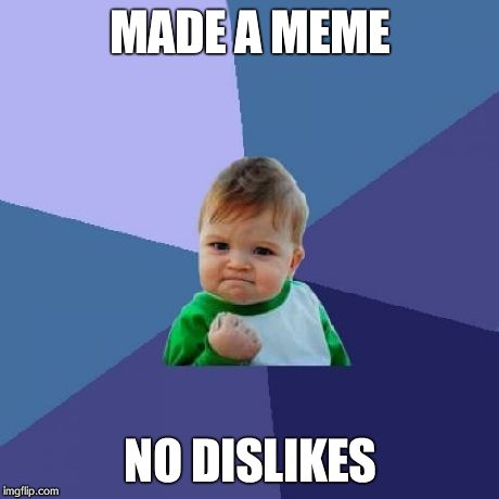 Success Kid | MADE A MEME NO DISLIKES | image tagged in memes,success kid | made w/ Imgflip meme maker