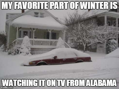 My favorite part of winter | MY FAVORITE PART OF WINTER IS WATCHING IT ON TV FROM ALABAMA | image tagged in winter,alabama | made w/ Imgflip meme maker