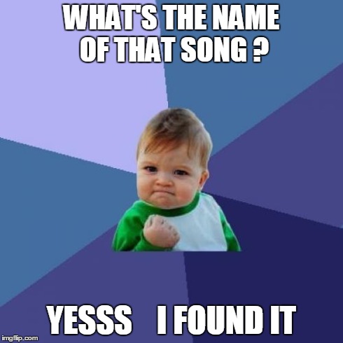 Success Kid | WHAT'S THE NAME OF THAT SONG ? YESSS    I FOUND IT | image tagged in memes,success kid | made w/ Imgflip meme maker