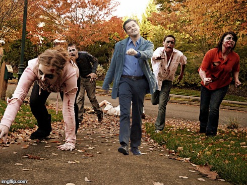 image tagged in leo,strutting,zombies,zombie,funny | made w/ Imgflip meme maker