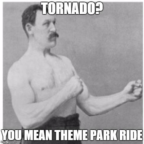 Overly Manly Man | TORNADO? YOU MEAN THEME PARK RIDE | image tagged in memes,overly manly man | made w/ Imgflip meme maker