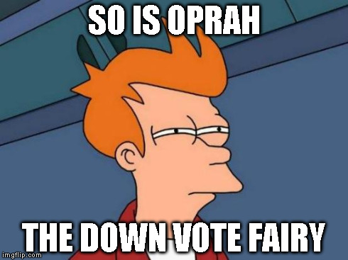 Futurama Fry Meme | SO IS OPRAH THE DOWN VOTE FAIRY | image tagged in memes,futurama fry | made w/ Imgflip meme maker