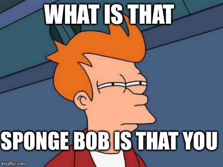 Futurama Fry | WHAT IS THAT SPONGE BOB IS THAT YOU | image tagged in memes,futurama fry | made w/ Imgflip meme maker