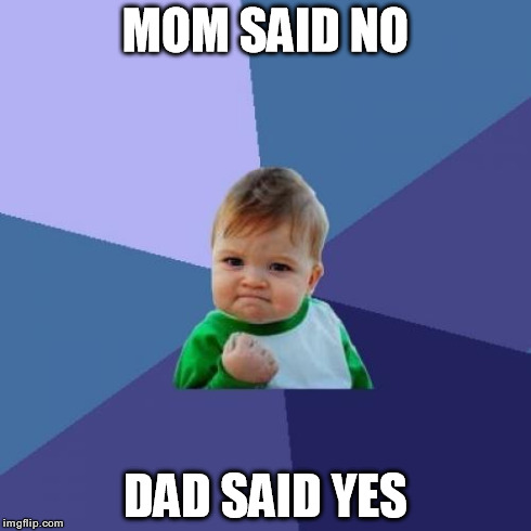 Success Kid | MOM SAID NO DAD SAID YES | image tagged in memes,success kid | made w/ Imgflip meme maker