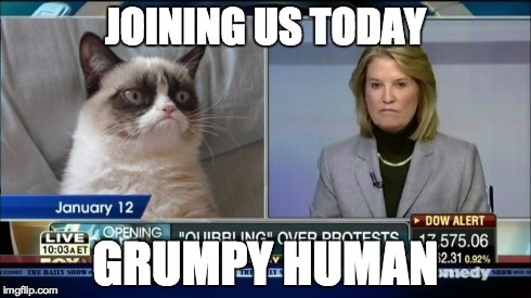 JOINING US TODAY GRUMPY HUMAN | image tagged in greta,grumpy cat,fox news | made w/ Imgflip meme maker