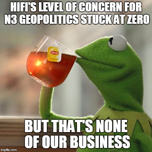 But That's None Of My Business Meme | HIFI'S LEVEL OF CONCERN FOR N3 GEOPOLITICS STUCK AT ZERO BUT THAT'S NONE OF OUR BUSINESS | image tagged in memes,but thats none of my business,kermit the frog | made w/ Imgflip meme maker