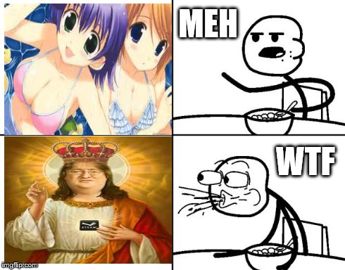 Blank Cereal Guy | MEH WTF | image tagged in blank cereal guy,anime,gaben,steam,gaming | made w/ Imgflip meme maker