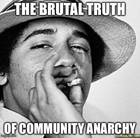 Being cool | THE BRUTAL TRUTH OF COMMUNITY ANARCHY | image tagged in being cool | made w/ Imgflip meme maker