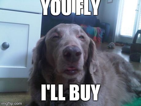 High Dog | YOU FLY I'LL BUY | image tagged in memes,high dog | made w/ Imgflip meme maker