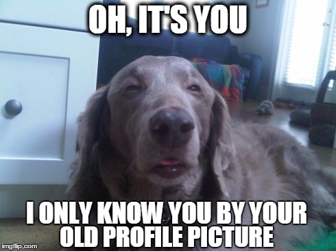 Old profile picture | OH, IT'S YOU I ONLY KNOW YOU BY YOUR OLD PROFILE PICTURE | image tagged in memes,profile,old | made w/ Imgflip meme maker