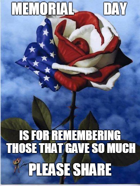 Memorial Day Rose | MEMORIAL       DAY IS FOR REMEMBERING THOSE THAT GAVE SO MUCH PLEASE SHARE | image tagged in memorial day,inspirational,political | made w/ Imgflip meme maker
