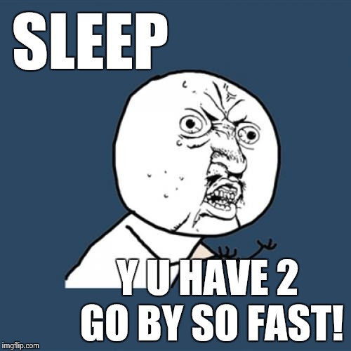 Y U Have 2 | SLEEP Y U HAVE 2 GO BY SO FAST! | image tagged in memes,y u no,y u have 2,sleep | made w/ Imgflip meme maker
