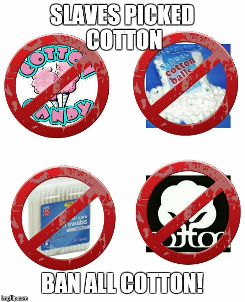 SLAVES PICKED COTTON BAN ALL COTTON! | image tagged in ban cotton  | made w/ Imgflip meme maker