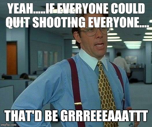 That Would Be Great | YEAH.....IF EVERYONE COULD QUIT SHOOTING EVERYONE.... THAT'D BE GRRREEEAAATTT | image tagged in memes,that would be great | made w/ Imgflip meme maker