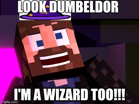 LOOK DUMBELDOR I'M A WIZARD TOO!!! | image tagged in minecraft,youtuber | made w/ Imgflip meme maker