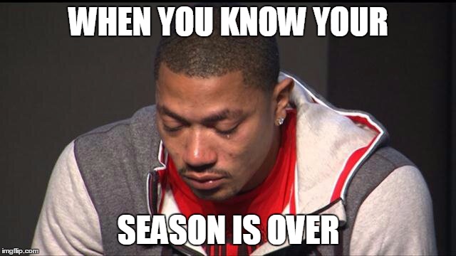 WHEN YOU KNOW YOUR SEASON IS OVER | image tagged in derrick rose,nba,basketball | made w/ Imgflip meme maker