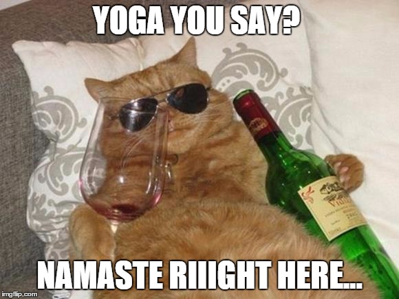 Funny Cat Birthday | YOGA YOU SAY? NAMASTE RIIIGHT HERE... | image tagged in funny cat birthday | made w/ Imgflip meme maker