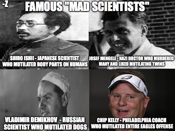 History | FAMOUS "MAD SCIENTISTS" SHIRO ISHII - JAPANESE SCIENTIST WHO MUTILATED BODY PARTS ON HUMANS JOSEF MENGELE - NAZI DOCTOR WHO MURDERED MANY AN | image tagged in chip kelly,philadelphia eagles,eagles,science,nfl,funny memes | made w/ Imgflip meme maker