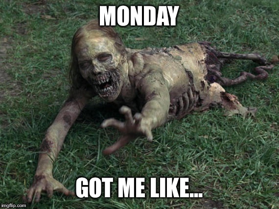 MONDAY GOT ME LIKE... | image tagged in zombies,zombie,monday,mondays,the walking dead | made w/ Imgflip meme maker