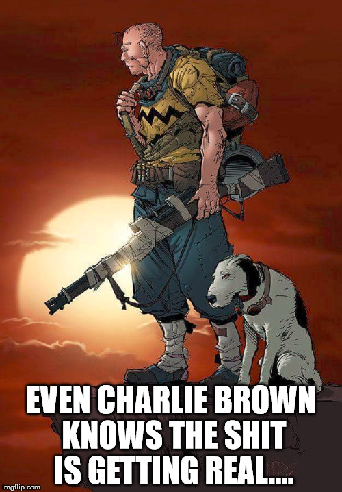 EVEN CHARLIE BROWN KNOWS THE SHIT IS GETTING REAL.... | image tagged in terrorism | made w/ Imgflip meme maker