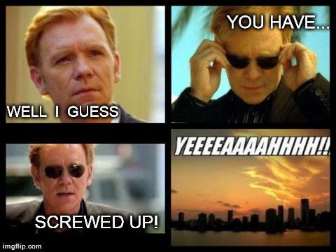 CSI | WELL  I  GUESS          SCREWED UP! YOU HAVE... | image tagged in csi | made w/ Imgflip meme maker