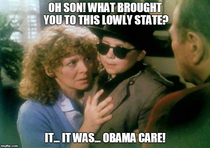 Christmas Story | OH SON! WHAT BROUGHT YOU TO THIS LOWLY STATE? IT... IT WAS... OBAMA CARE! | image tagged in christmas story | made w/ Imgflip meme maker