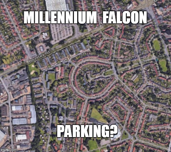 Millennium Falcon parking? | MILLENNIUM  FALCON PARKING? | image tagged in millennium falcon,star wars,parking | made w/ Imgflip meme maker