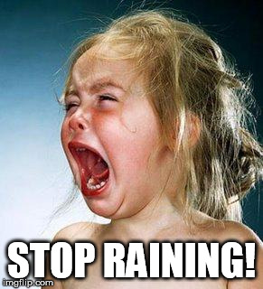 crying girl | STOP RAINING! | image tagged in crying girl | made w/ Imgflip meme maker